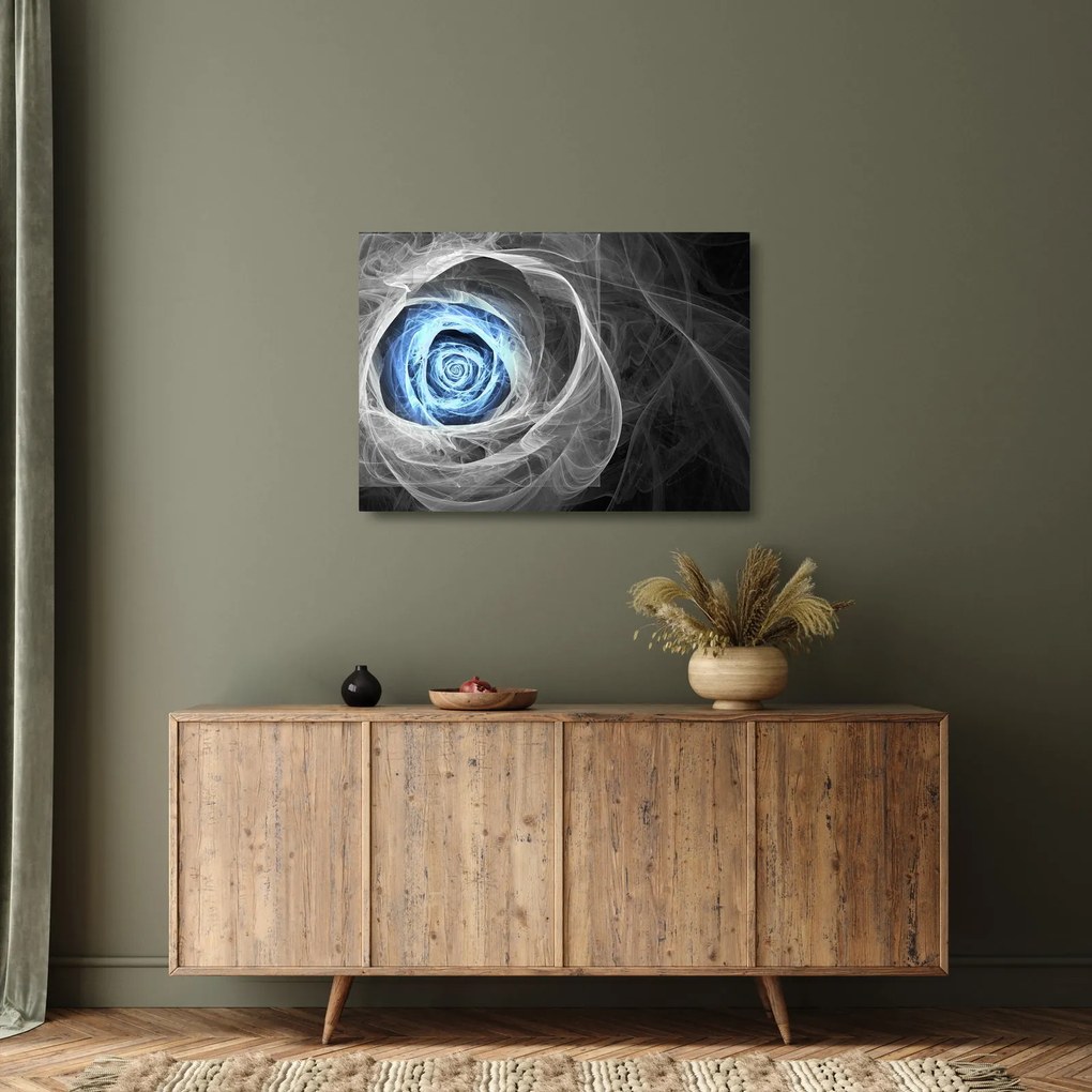Tablou pe sticlă - Abstract Rose Blue (70x50 cm)