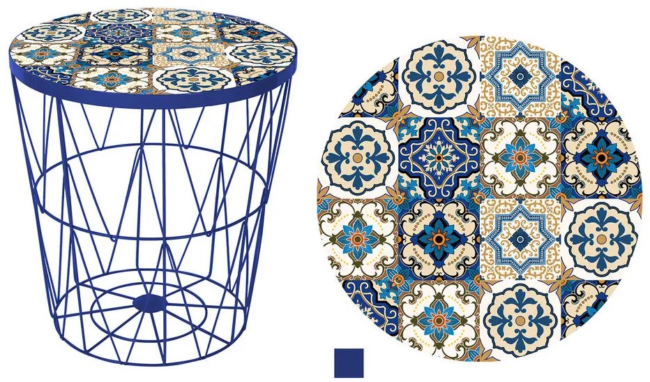 Masuta de cafea BOHO Ø 38 cm, albastru