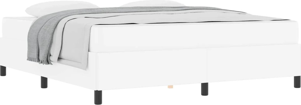 vidaXL Cadru de pat cu saltea Alb 180 x 200 cm țesătură