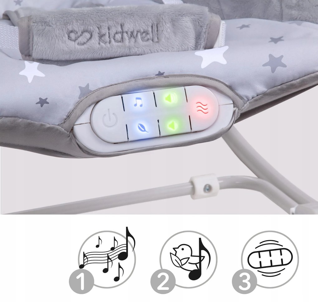 ShopJK BALANSOAR CU VIBRAȚII PENTRU BEBLUȘI KIDWELL PINO GRI