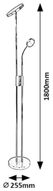 Lampadar LED, lampa de podea design modern Ophus crom satin