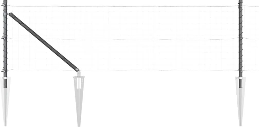 vidaXL Stâlp de gard. 52 pcs Gri 3,2 x 3,2 x 145 cm