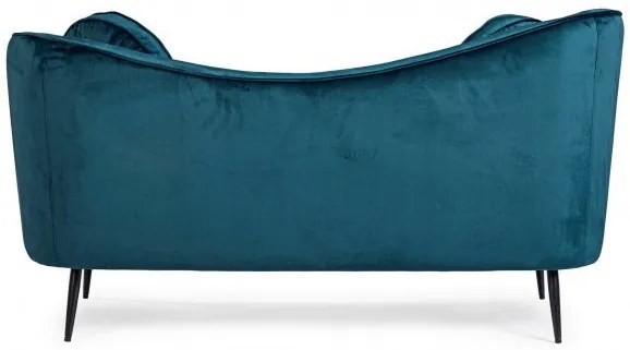 Canapea albastru petrol din catifea si lemn de Pin cu 2 locuri, 163 cm, Candis Bizzotto