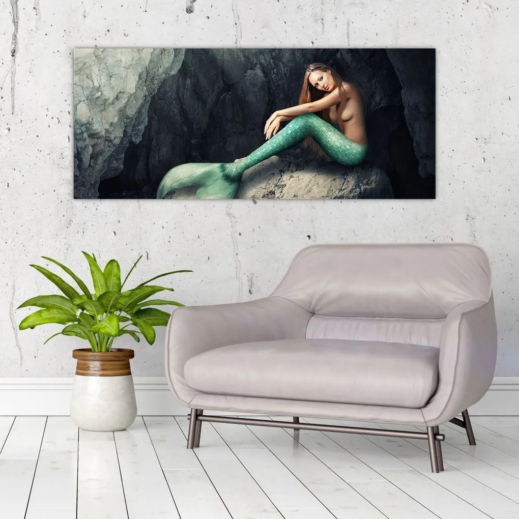 Tablou - Sirena pe stâncă (120x50 cm)