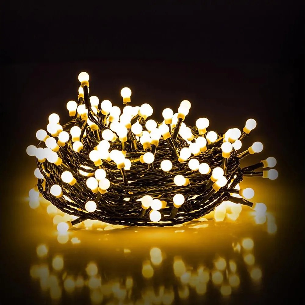Retlux - Ghirlandă LED de exterior, 100 LED, 8 moduri, 15 m, IP44, alb cald