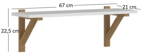Poliță 65 cm Nickole (alb + Stejar pietros). 1053090