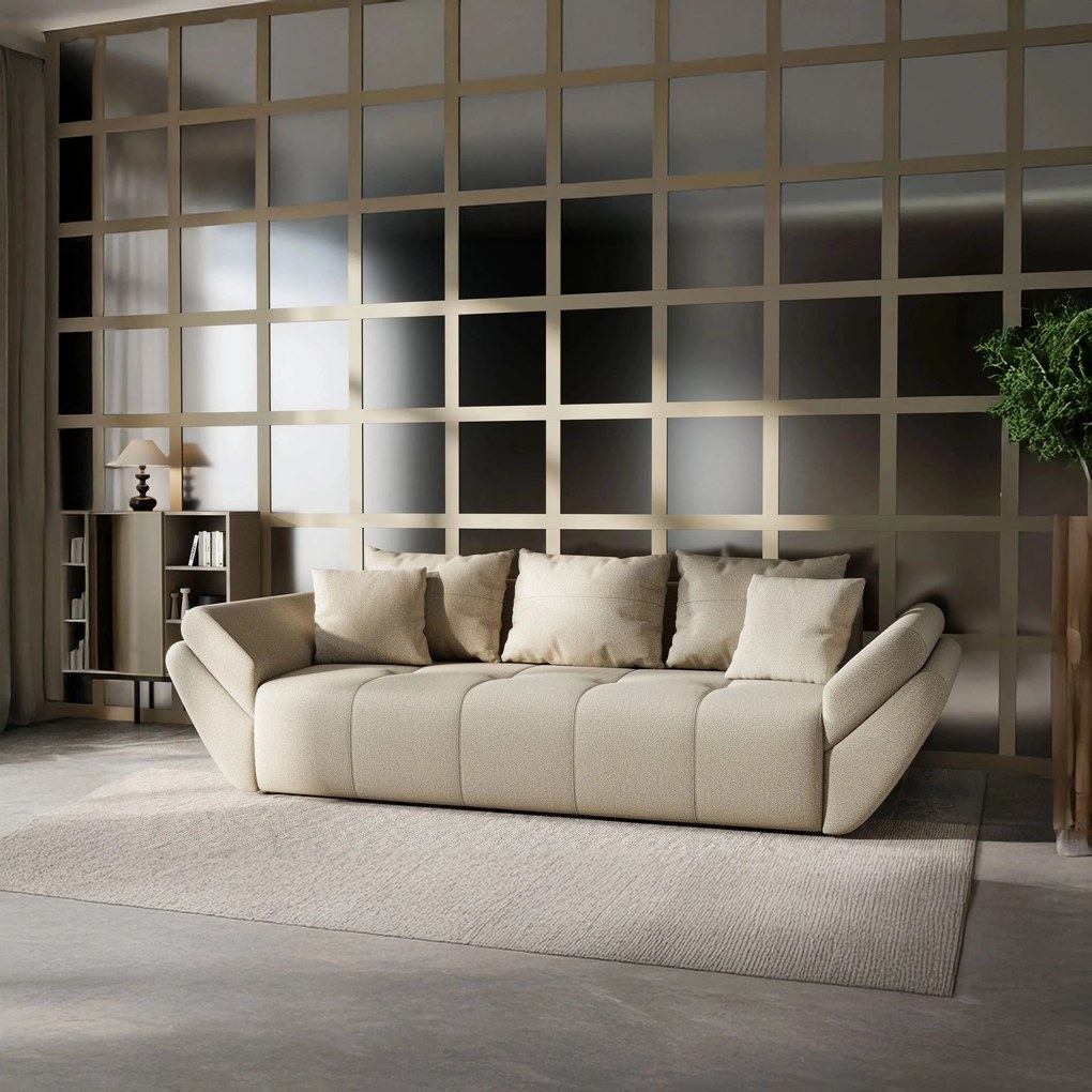 Canapea extensibilă dumonde cu ladă de depozitare si sezut confortabil din spuma high-density, Berlin Enjoy Camel 250x100 cm