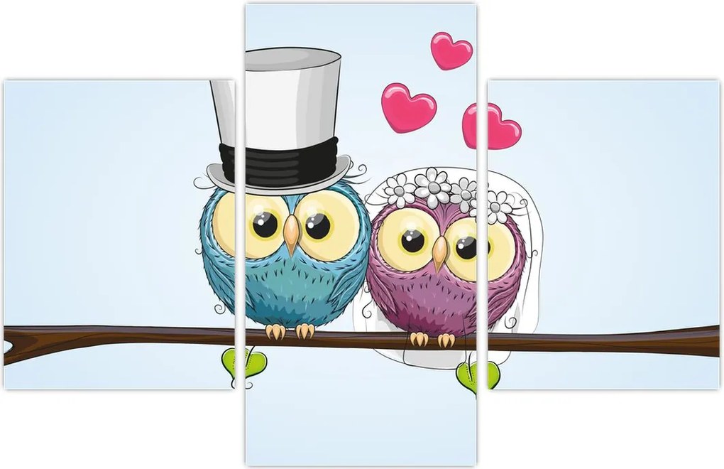 Tablou - Bufnițe îndrăgostite (90x60 cm)