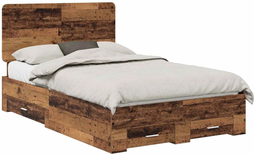 vidaXL Cadru de pat cu headboard Lemn vechi 120 x 190 cm Lemn compozit