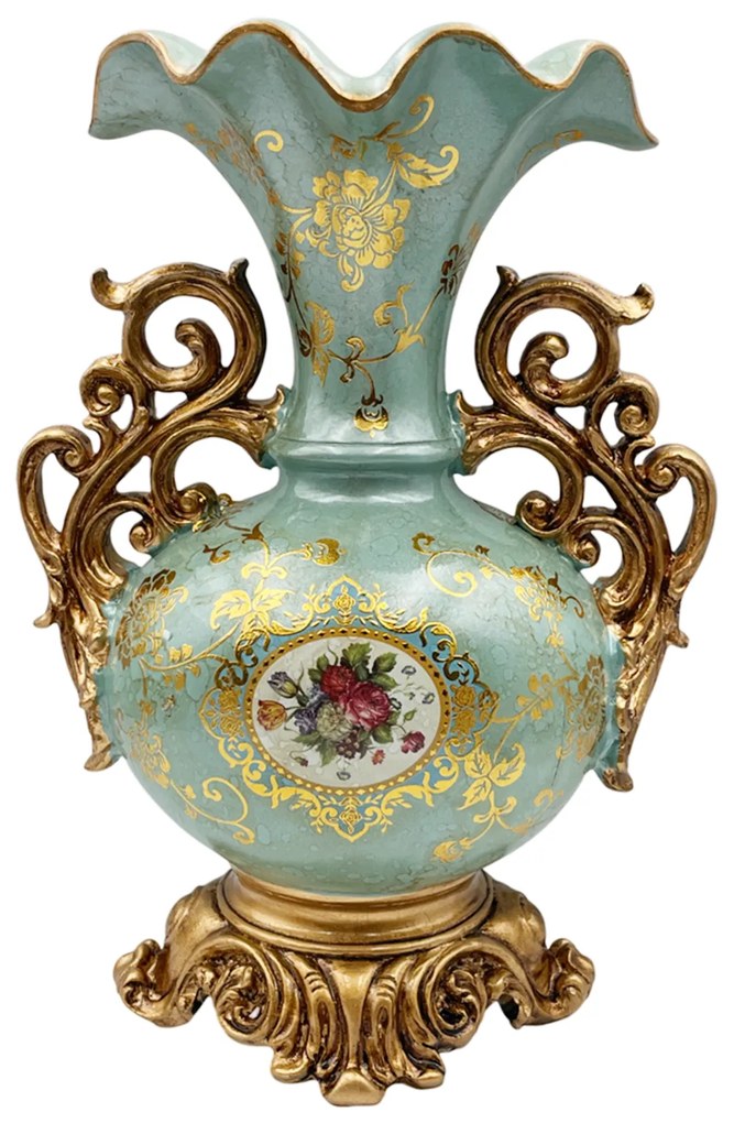 Vaza decorativa PAULETTE, Bleu turcoaz, 22x30cm