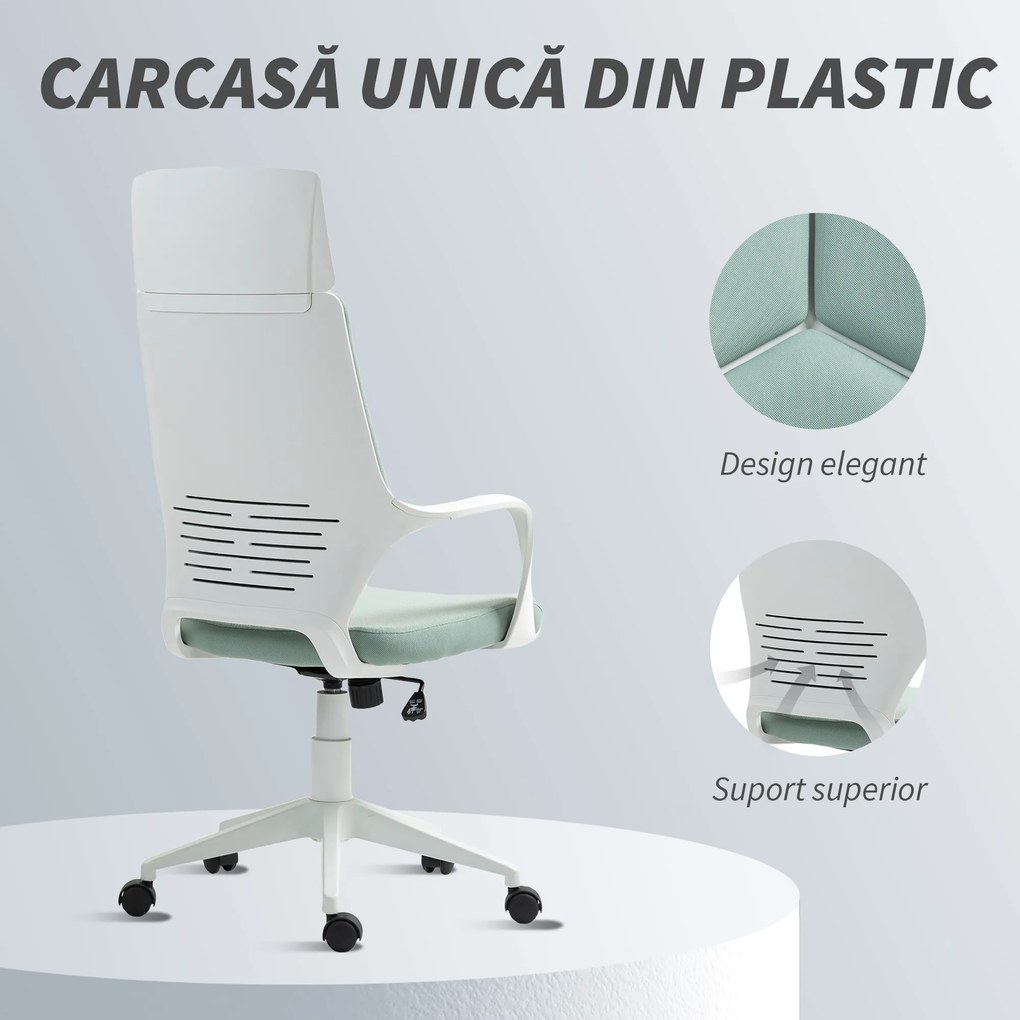 HOMCOM Scaun pentru Birou sau Gaming în Material Textil cu Spătar Înalt Verde | Aosom Romania