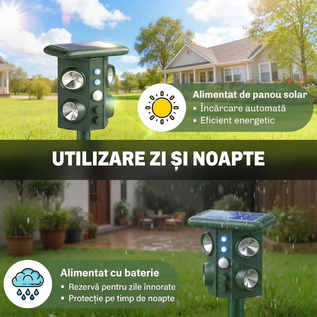 Outsunny Dispozitiv de Alungare a Animalelor, Repelent Ultrasonic | Aosom Romania