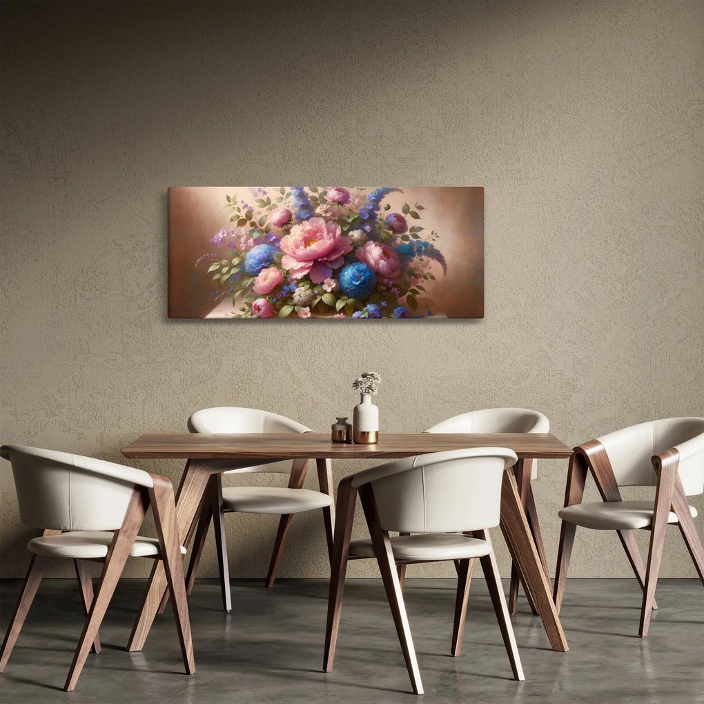 Tablou - Masă plină de flori (120x50 cm)