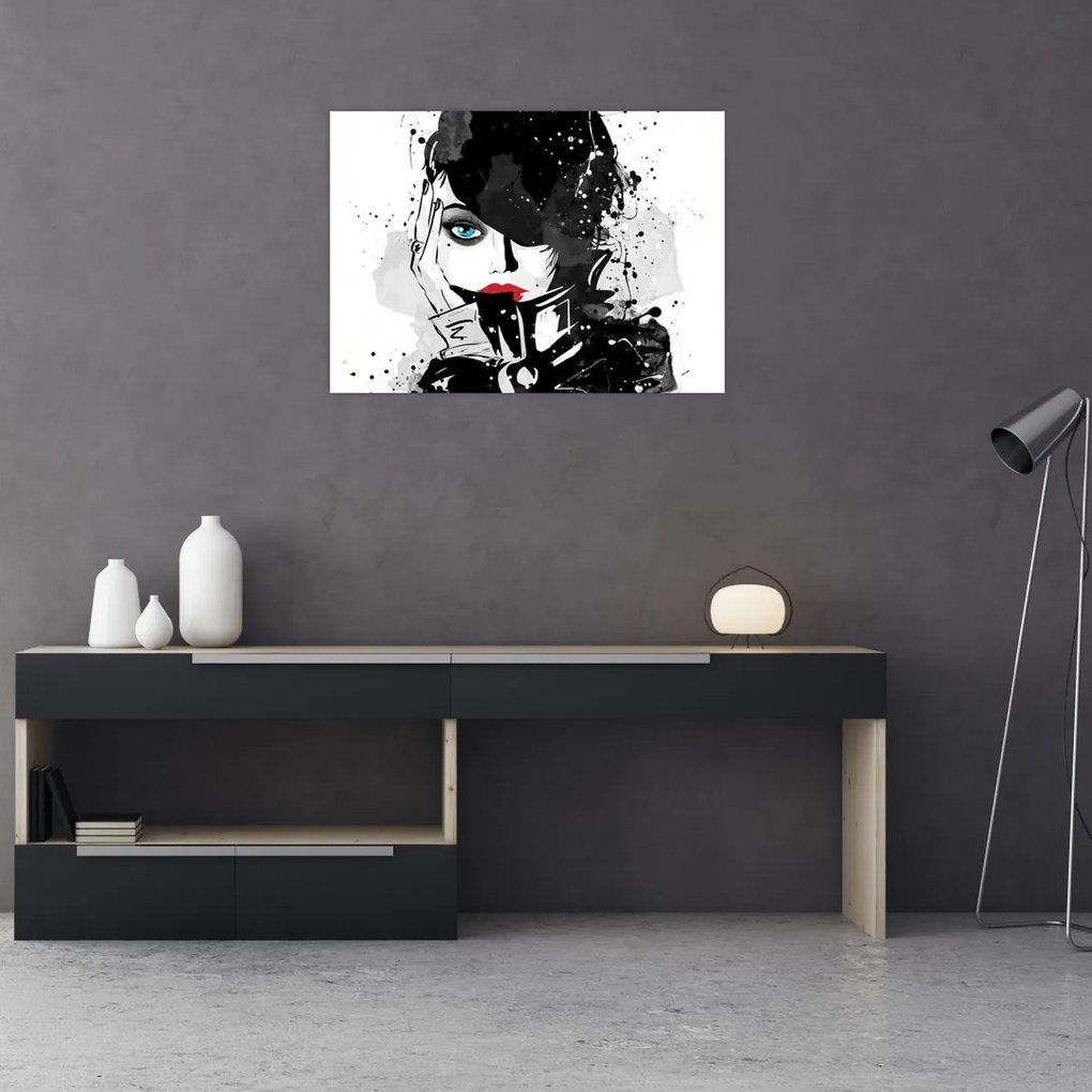 Tablou pe sticlă - Femeia misterioasă (70x50 cm)