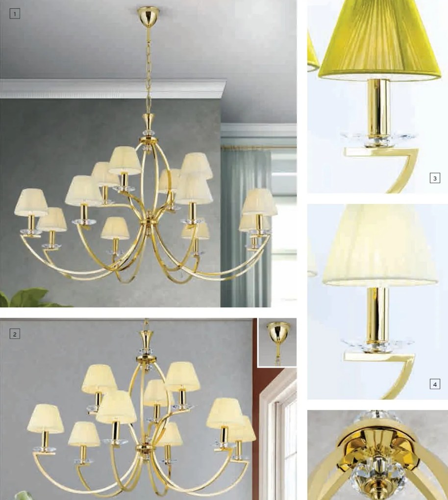 Candelabru cristal Swarovski elegant de lux Avala 12L 24K gold plated