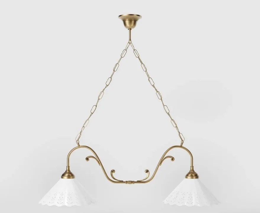 Candelabru 2 brate din alama si abajur ceramic Zefira