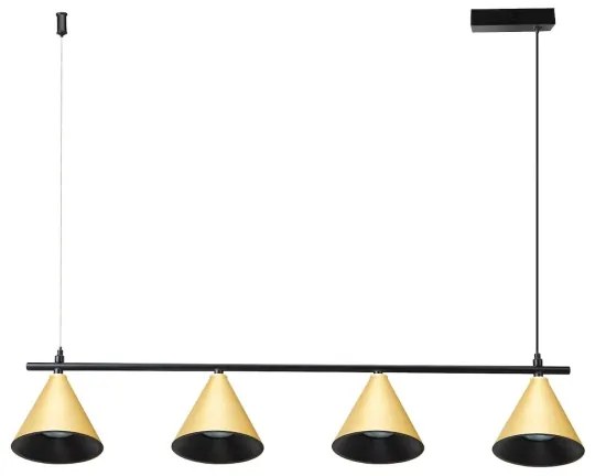 Lustră pe cablu CONE 4xGU10/10W/230V auriu/negru