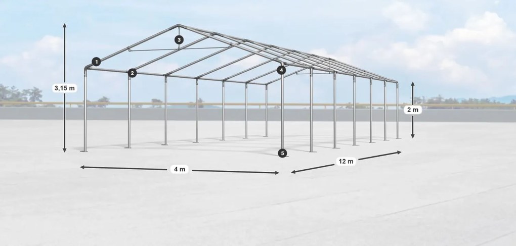 Hală de depozitare/garaj 4x12x2m Comfort PE 240g