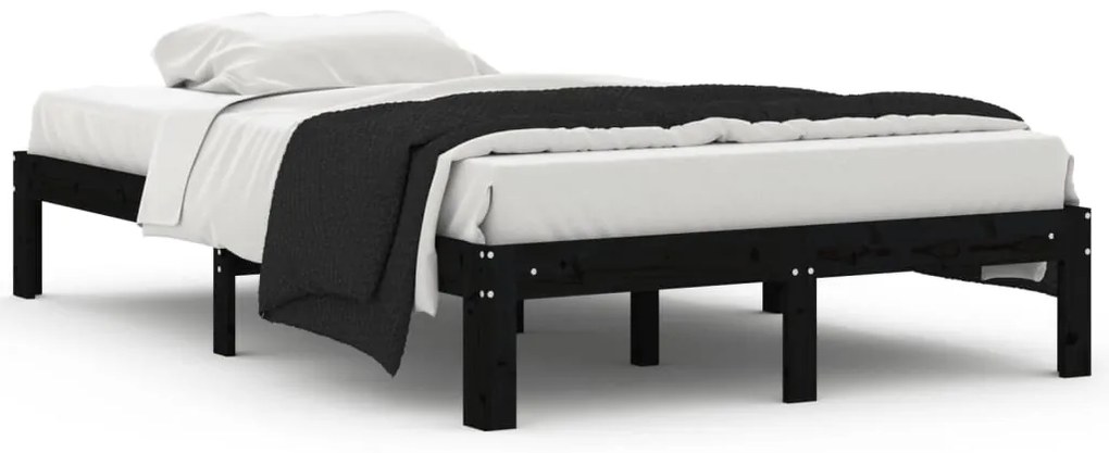 810364 vidaXL Cadru de pat, negru, 120x200 cm, lemn masiv de pin