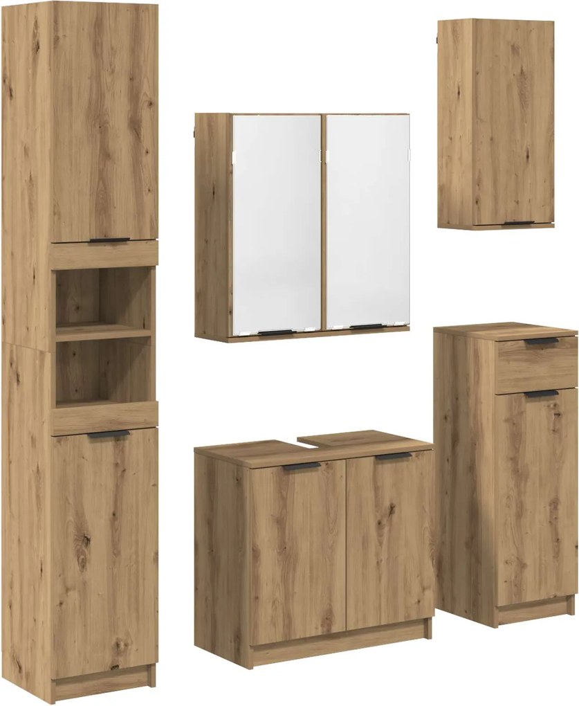 vidaXL Set de mobilier pentru baie cu sertar 5 pcs Stejar Artizanal