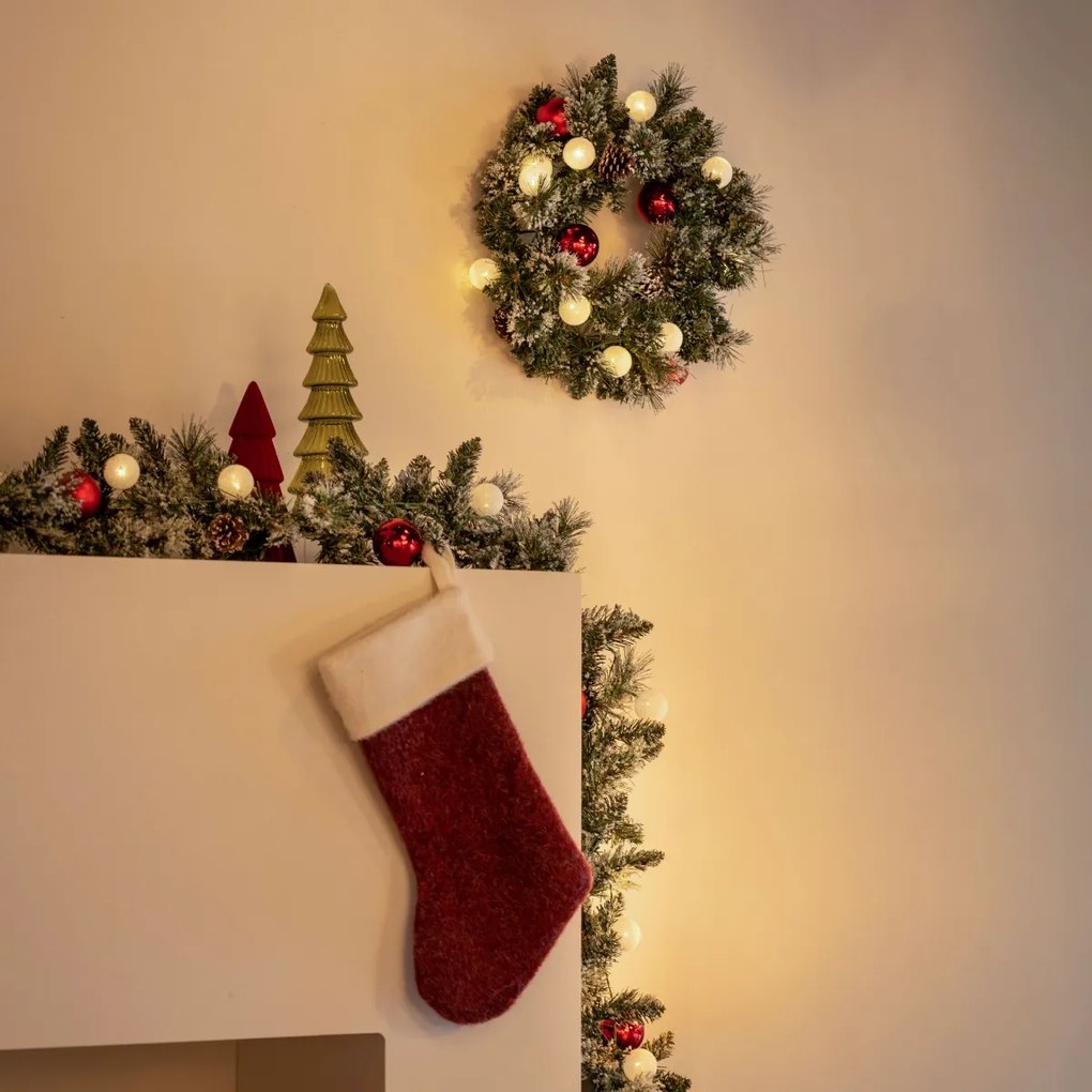 Ghirlandă de Crăciun albă cu roșu 270 cm, inclusiv LED cu temporizator - Jack