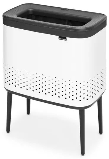 Cos de rufe Brabantia Bo 1004174, 60 L, Umplere fara deschidere, Orificii aerisire, Picioare reglabile, Alb