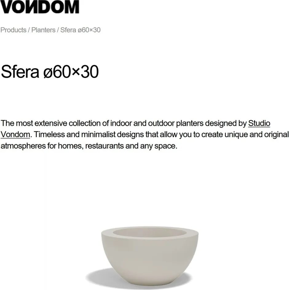 Ghiveci plante design decorativ modern exterior / interior SFERA 60x30cm