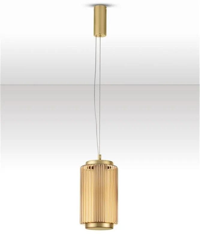 Pendul LED modern, Metal, Sticla, Chihlimbar, VESPER