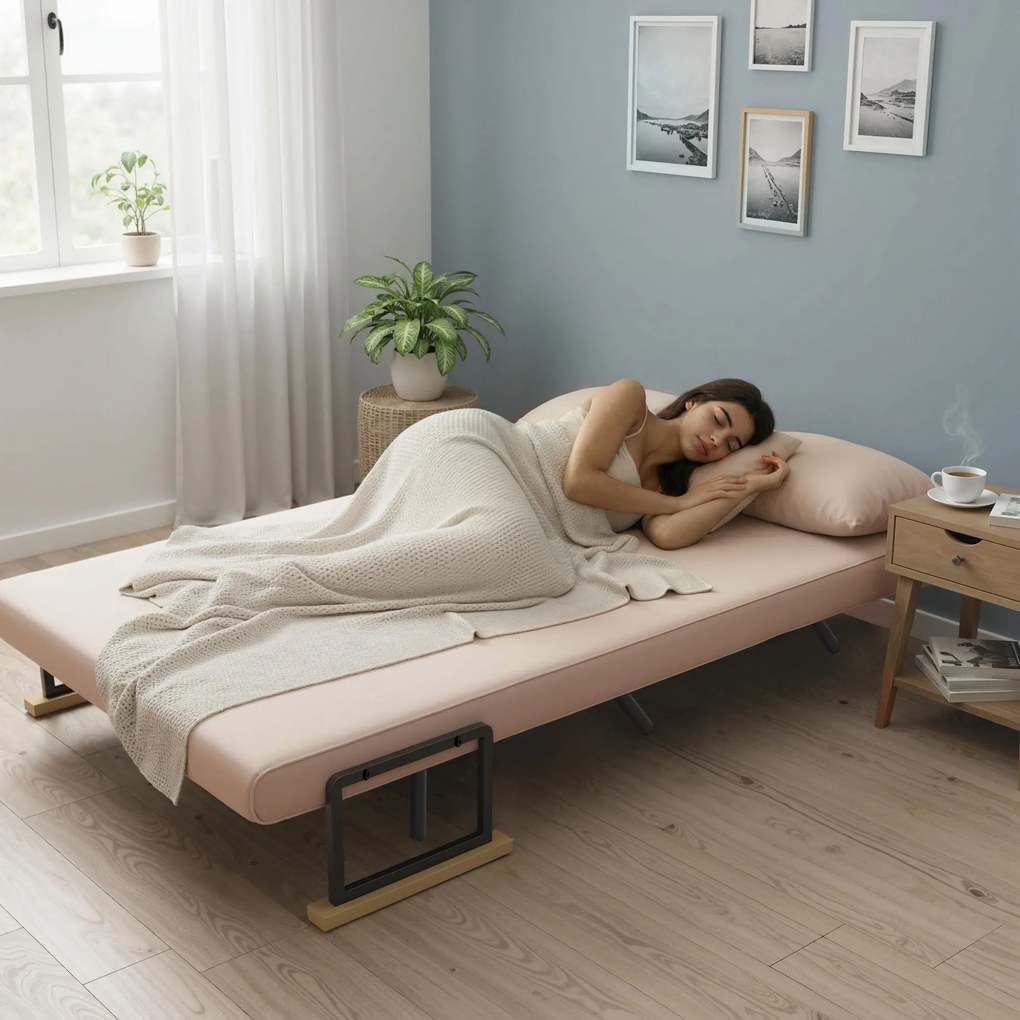 HOMCOM Canapea Pat de 2 Locuri cu Spătar Reglabil pe 5 Nivele și 2 Perne din Material Capitonat, 102x73x81 cm, Negru | Aosom Romania