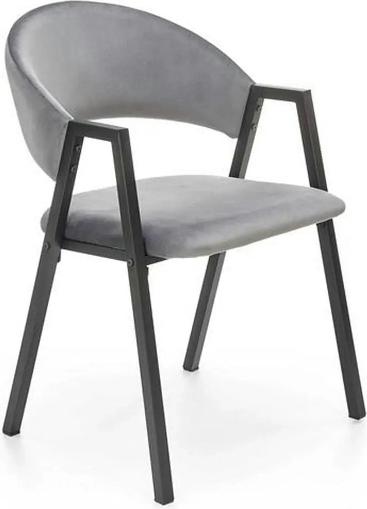Scaun K473, stofa catifelata gri, 54x58x82 cm