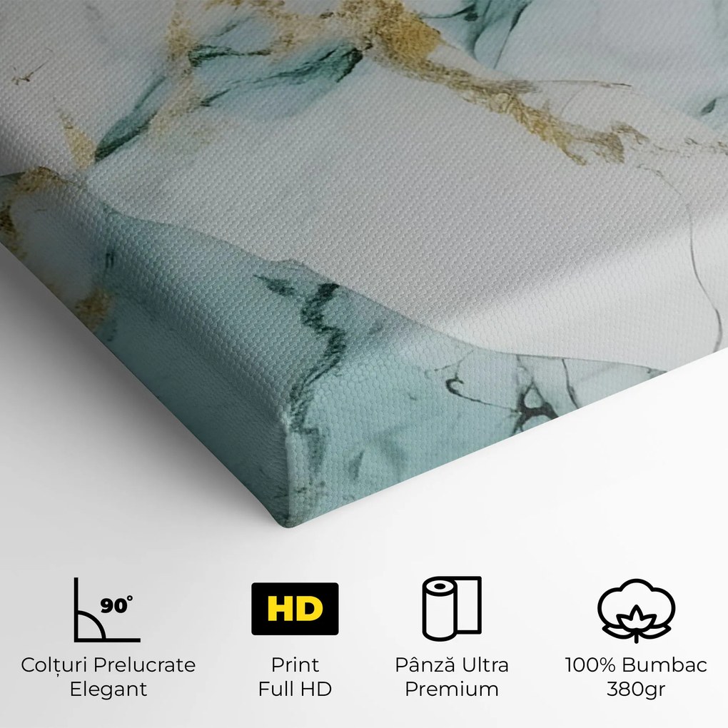 Tablou Canvas, 30x40cm, Dormitor si Living, Abstracte, Marble, Light Green Gold Line