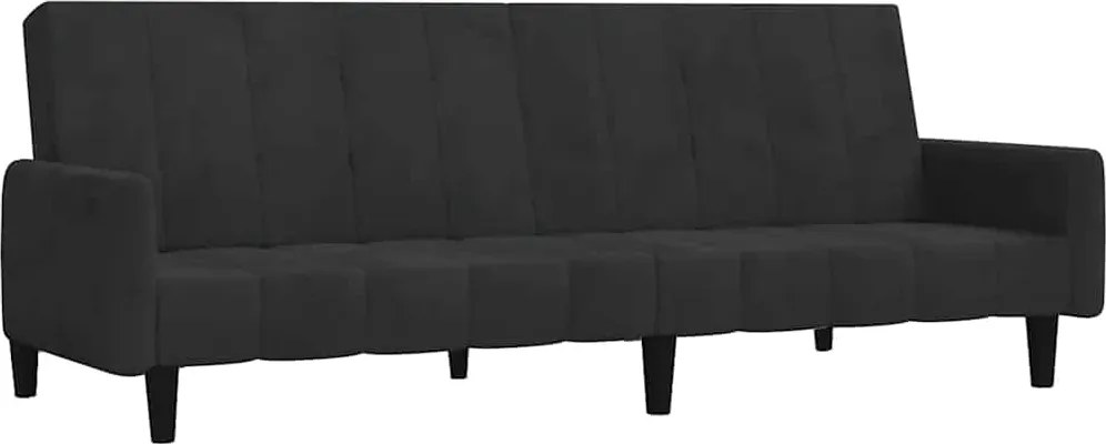 vidaXL Canapea extensibilă cu 2 locuri, negru, catifea