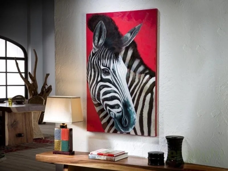 Tablou decorativ modern, dim.90x140cm, CEBRA EN ROJO 768375