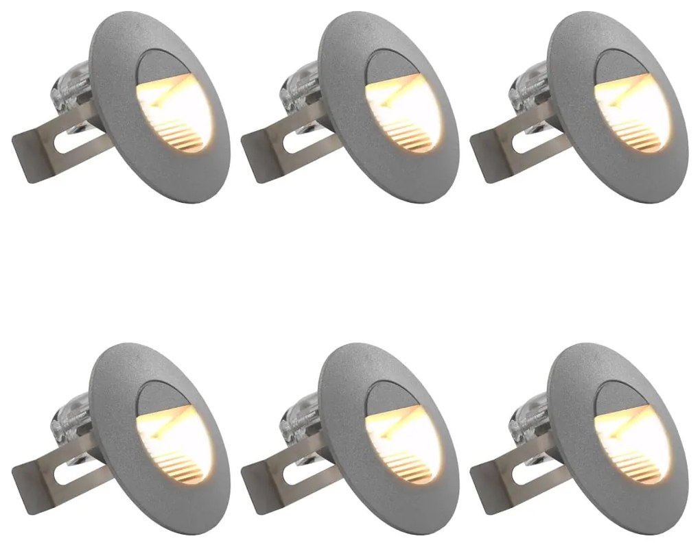 vidaXL Lămpi de perete LED de exterior, 6 buc., argintiu, 2 W, rotund