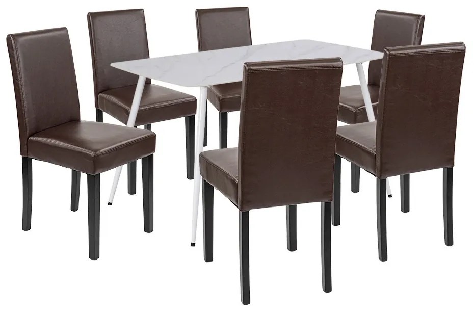 Set de masă Megan 6+1 alb-maro