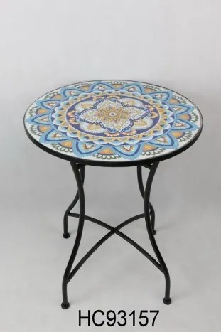 Masuta de exterior din metal, cu design mozaic ceramic, Stil Mediteraneean "Tesera"