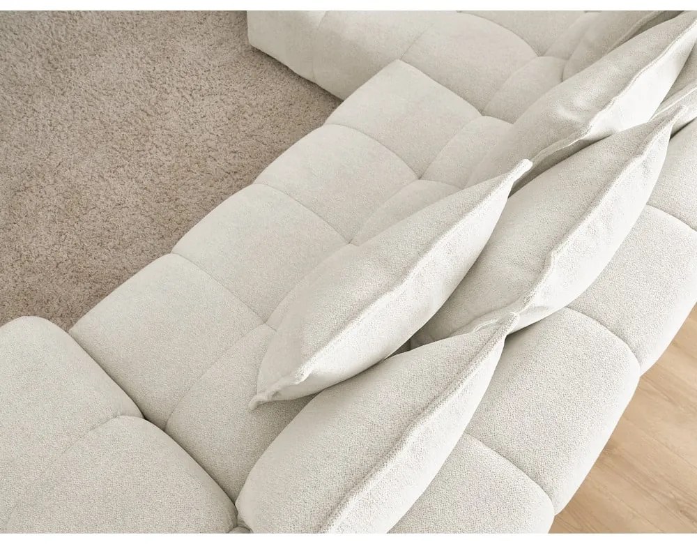 Colțar alb extensibil/cu spațiu de depozitare cu tapițerie din chenille (cu colț pe partea stângă/cu șezlong) Everest – Bobochic Paris