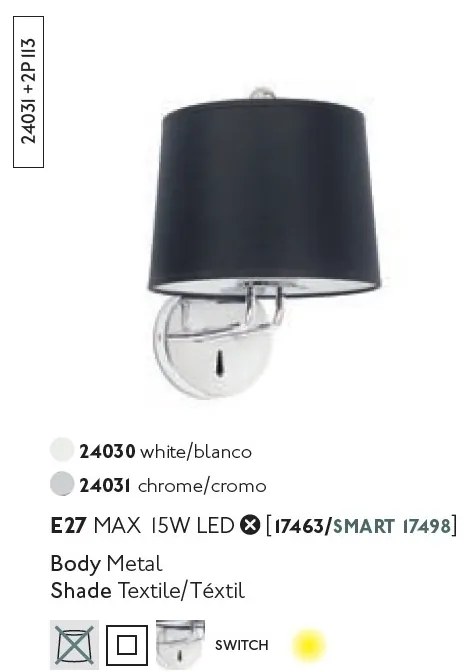 Aplica de perete moderna design elegant MONTREAL crom/negru