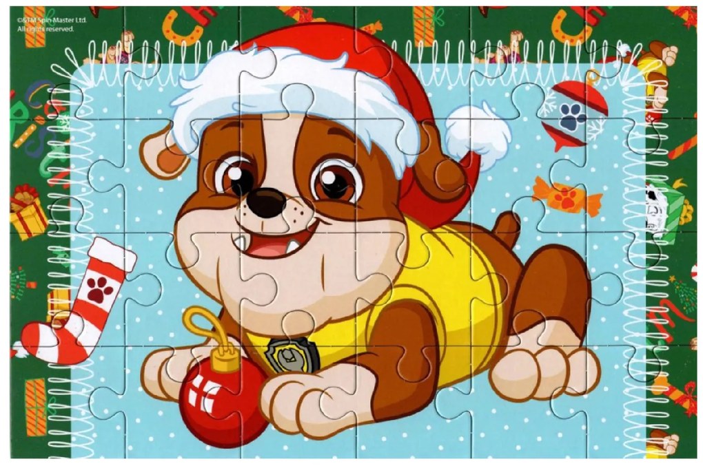 Puzzle pentru copii 4 in 1 PAW PATROL sarbatoreste Craciunul, 19x29 cm