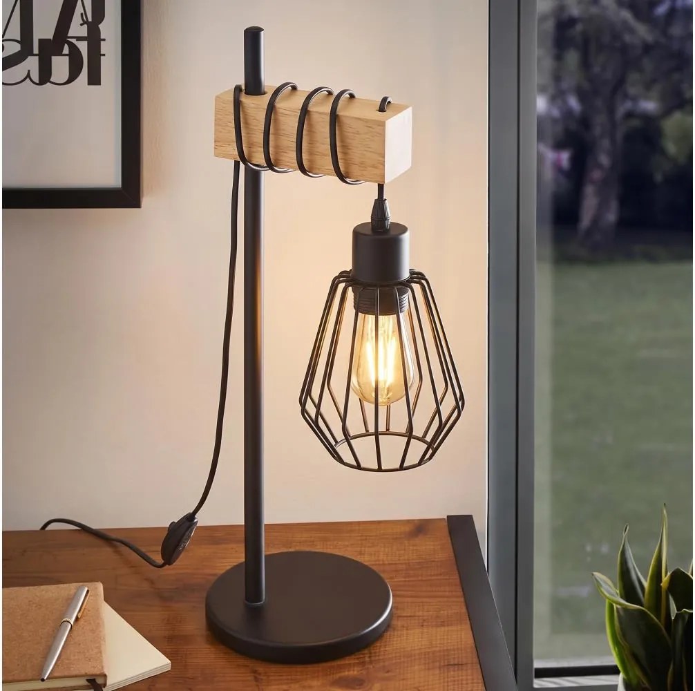 Eglo 780173 - Lampă de masă TABODI 1xE27/40W/230V pin/negru