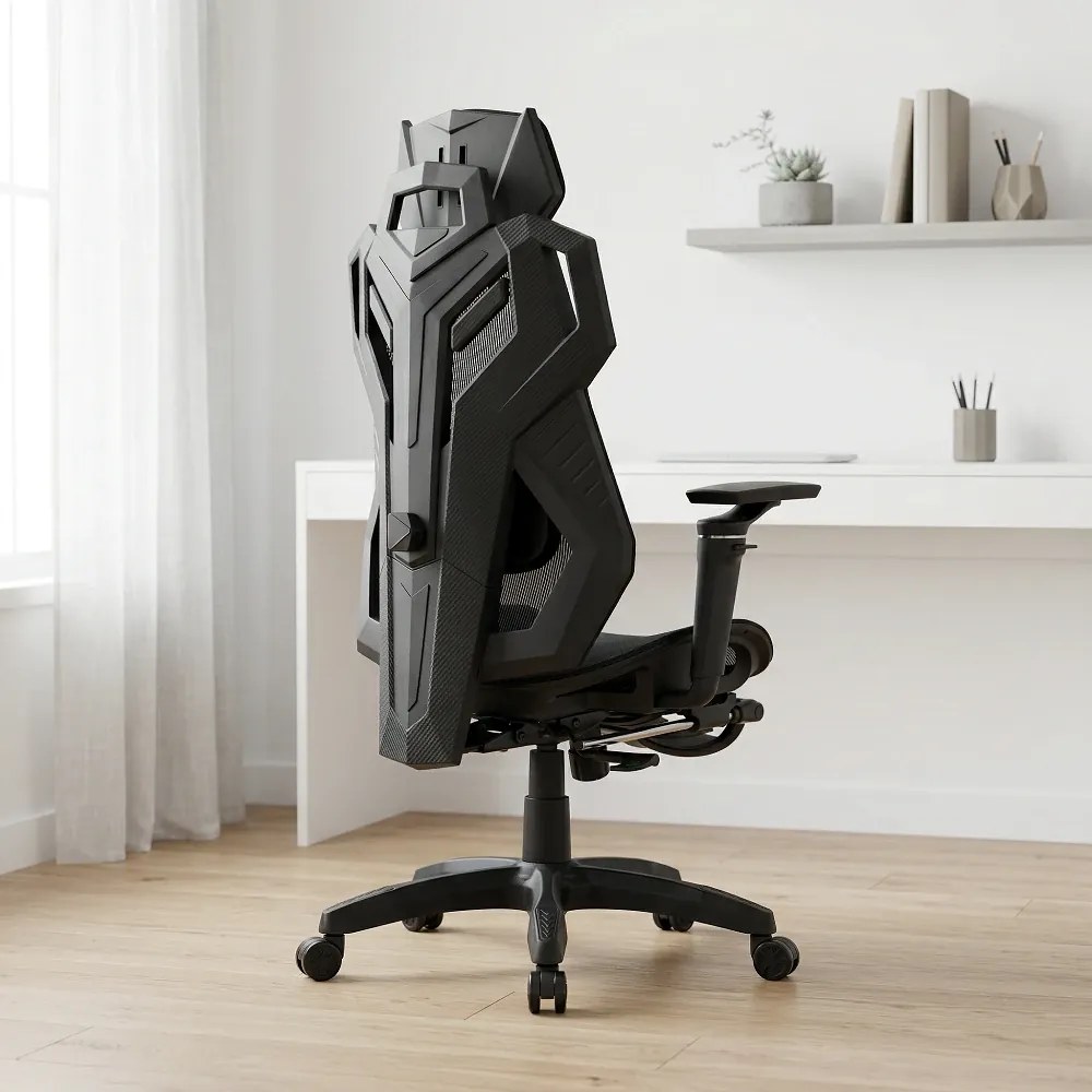 ERGON PRO Scaun ergonomic, cotiere 6D, Suport lombar ajustabil, suport picioare, Mesh, Negru