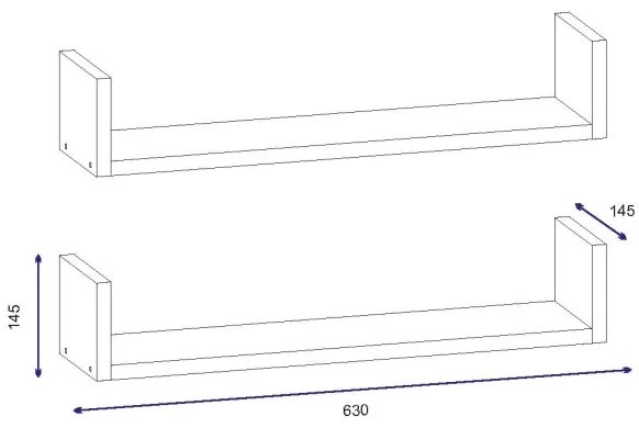 SET 2x raft de perete IRIS 14,5x63 cm alb