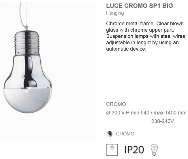 Pendul super modern LUCE SP1 BIG CROMO 026749