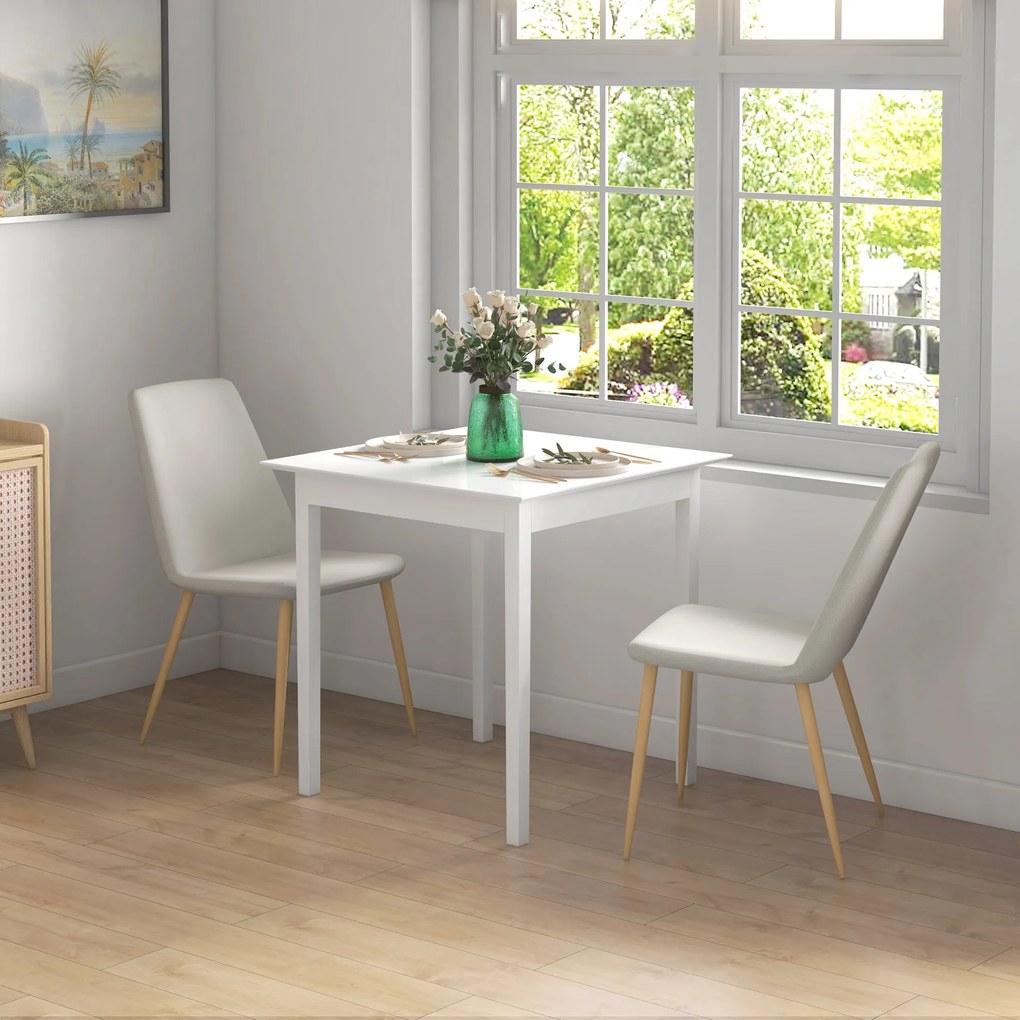 HOMCOM Masă de Bucătărie Masă Pătrată, design modern, 75 cm x 75 cm x 76 cm, Alb | Aosom Romania