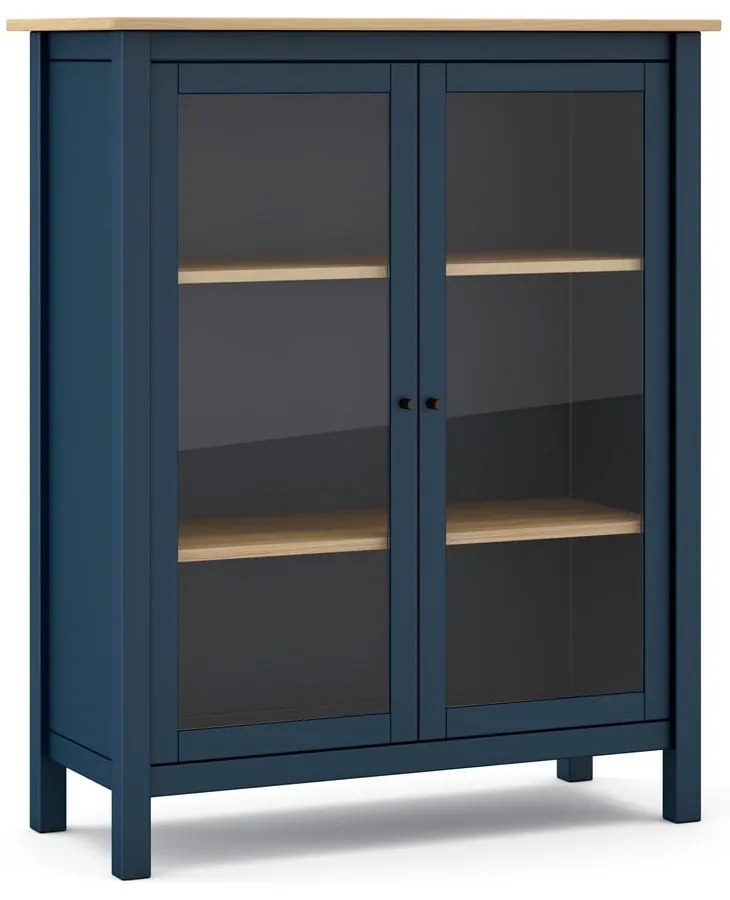 Vitrină albastru-închis/natural din lemn de pin 90x110 cm Misti – Marckeric