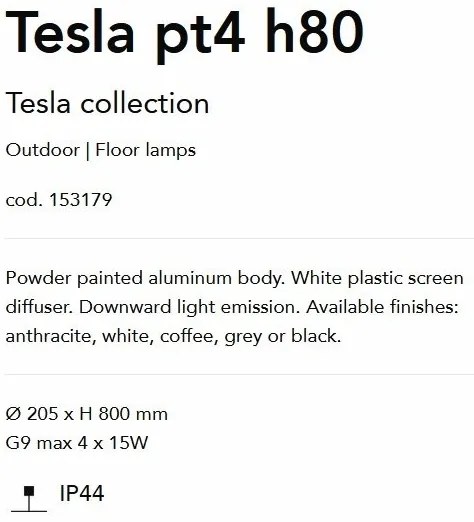 Stalp iluminat exterior design modern TESLA PT4 H80 BIANCO