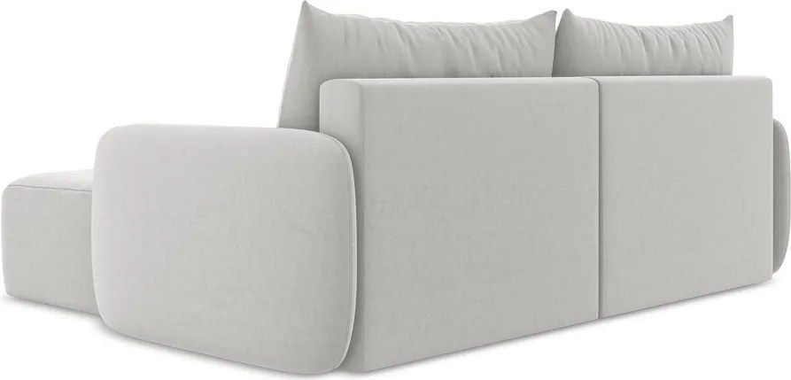 Colțar gri deschis extensibil/cu spațiu de depozitare cu tapițerie din catifea (cu colț pe partea dreaptă/cu șezlong) Kalena – Makamii