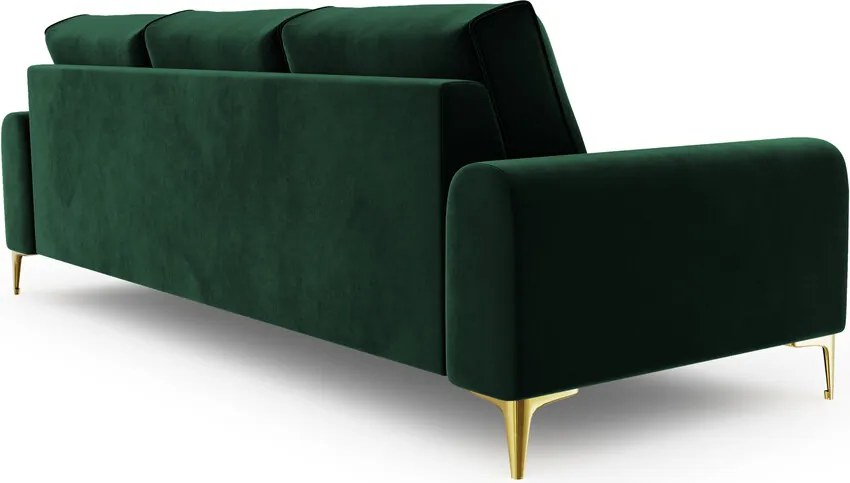 Canapea, Madara, Mazzini Sofas, 3 locuri, gold legs, 222x102x90 cm, catifea, verde bottle