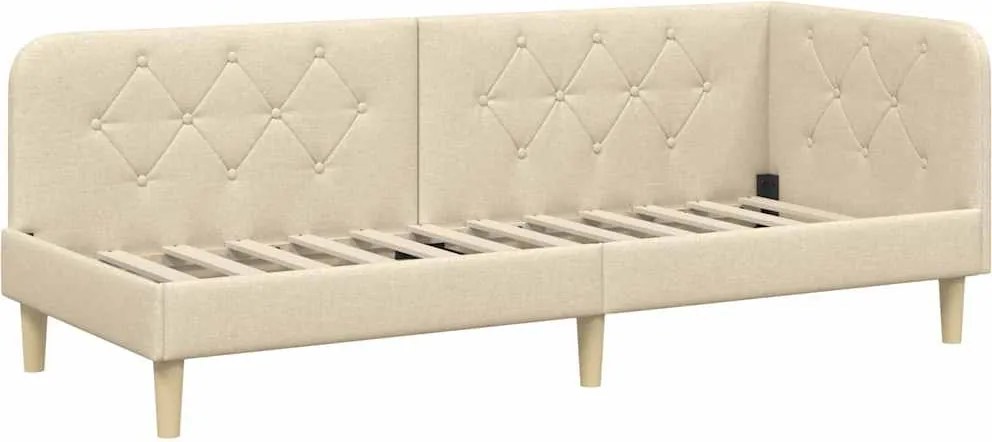 vidaXL Cadru de pat colțar Crem 80 x 200 cm țesătură