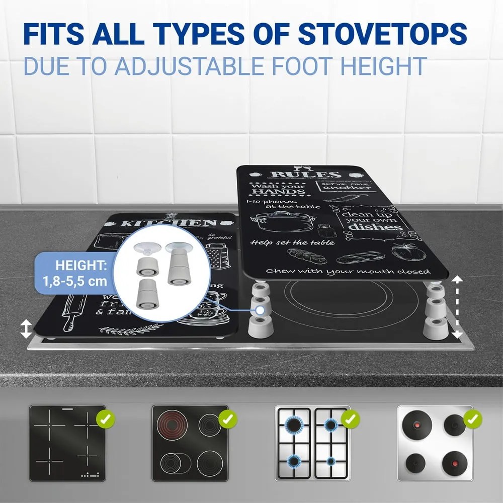 Protecții de aragaz 2 buc. din sticlă temperată 52x30 cm Kitchen Rules – Maximex